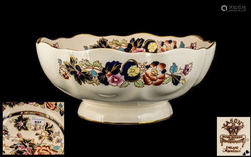 Large Masons Ironstone Pottery Footed Punch Bowl, 'The Manda...