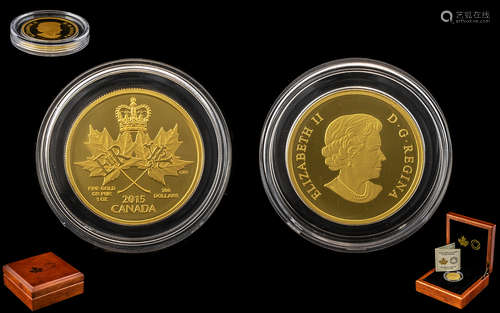 Royal Canadian Mint Maple Leaf 200 Dollars 24ct Gold Coin - ...