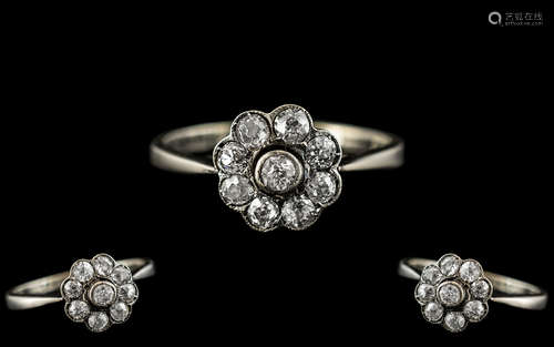 Antique Period 18ct White Gold and Platinum Diamond Set Clus...