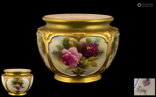 Royal Worcester Hand Painted Porcelain Footed Bowl. Beautifu...