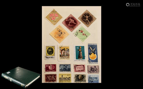 Green Spring Back Stamp Album of Hungary & Ifni. Mostly 1950...