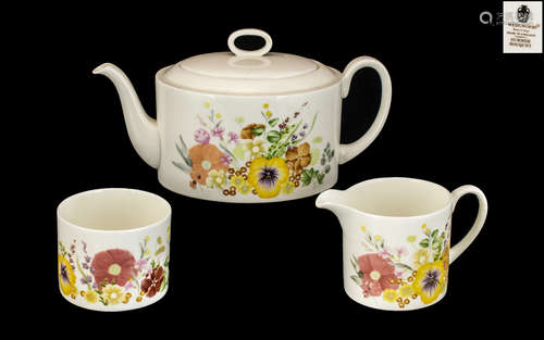 Wedgwood 'Summer Bouquet' Bone China Tea Pot, Sugar Bowl & M...