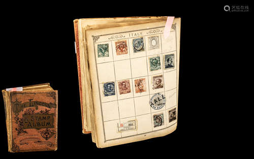 Very Old Lincoln Stamp Album with Illustrations & Maps, with...