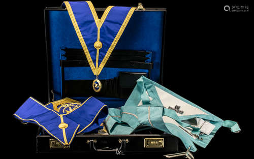 Masonic Interest, leather suitcase full of Masonic aprons, m...