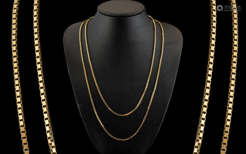 A Fine Quality Pair of Solid 9ct Gold Box-Chains of Attracti...