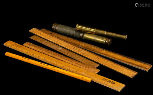 Brass Telescope, three-drawer, 41 cm fully extended, togethe...