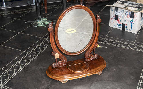 Victorian Mahogany Dressing Table Mirror, oval shaped raised...