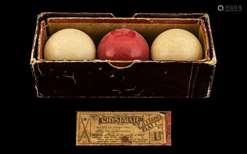 Early 20th Century Boxed Set of Billiard Balls, crystalate b...