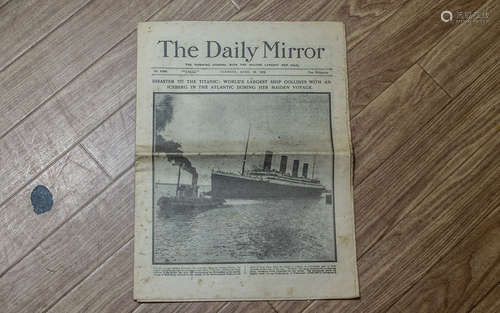 Titanic Interest: Original Daily Mirror Newspaper, Tuesday A...