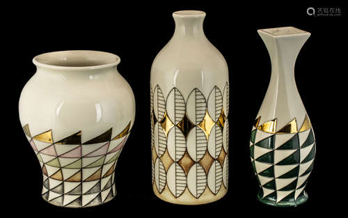 Moorcroft Designconsort Collection, comprising three vases: ...