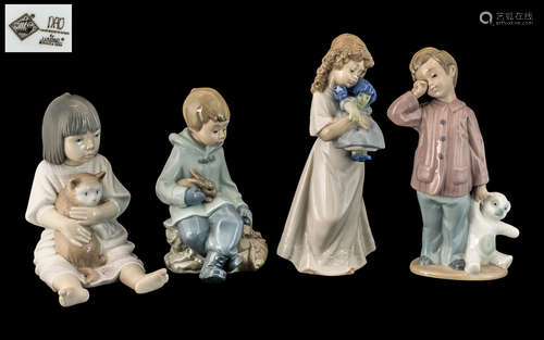 Four Various Nao Porcelain Figures of Small Children with do...