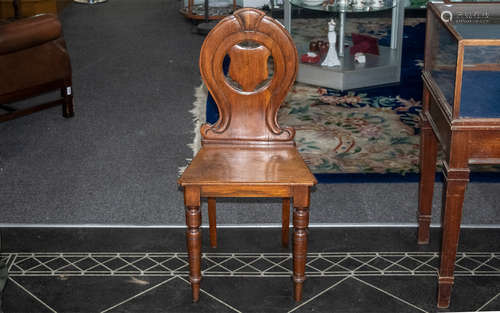 Victorian Mahogany Hall Chair with a Shaped Shield Back on T...