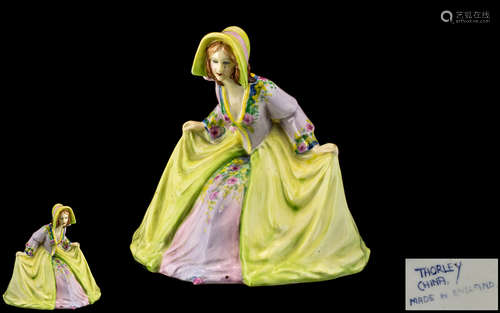 Thorley China Figure of an Elegant Lady in a lime green dres...