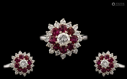 18ct White Gold - Attractive and Quality Ruby and Diamond Se...