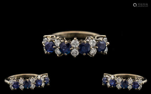 Ladies 18ct White Gold - Attractive Diamond and Sapphire Set...