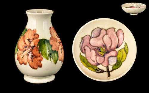 Moorcroft Small Ovoid Shaped Vase ' Coral Hibiscus ' Design ...