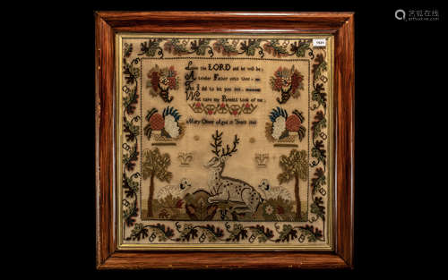 Large Victorian Sampler dated 1860, finely executed by Mary ...