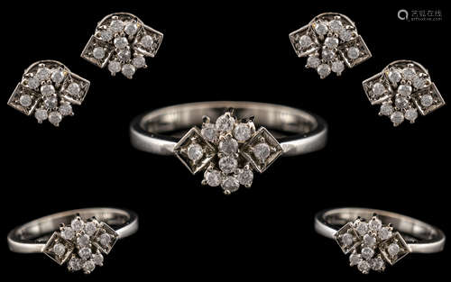 A Contemporary and Attractive Platinum - Diamond Set Jewelle...