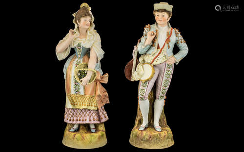 German Late 19th Century Pair of Tall and Impressive Hand Pa...