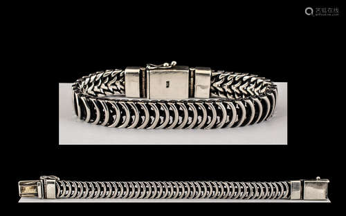 Gents - Sterling Silver Well Made Concertina Design Bracelet...