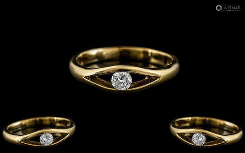 Contemporary Designed 18ct Gold Single Stone Diamond Set Rin...