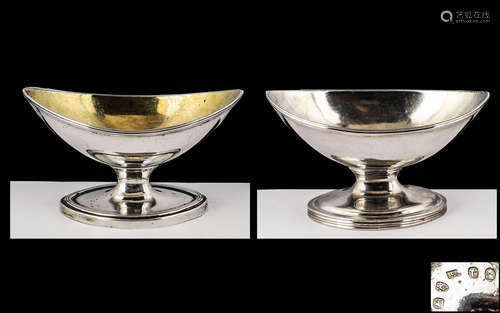 Two Georgian Silver Boat Shaped Salts, one dated London 1789...