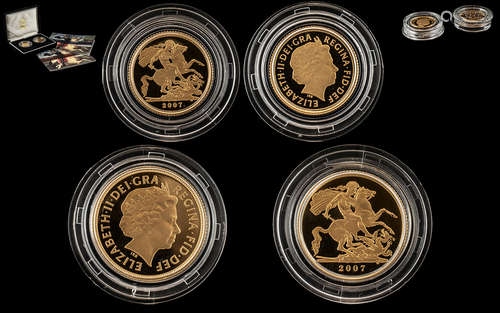 2007 Royal Mint Gold Proof Set of Sovereign and Half Soverei...