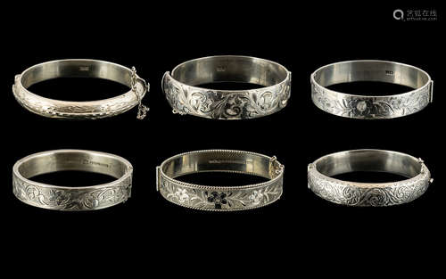 Excellent Collection of Assorted Sterling Silver Hinged Bang...