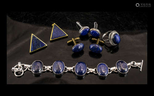 Collection of Lapis Lazuli Jewellery comprising a bracelet w...