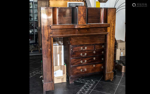 Art Deco Mahogany Fireplace Surround with a Top Shelve In Tr...