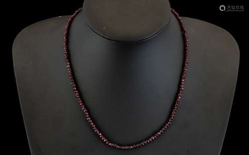 Red Garnet Bead Necklace, 60cts of faceted red garnets, with...