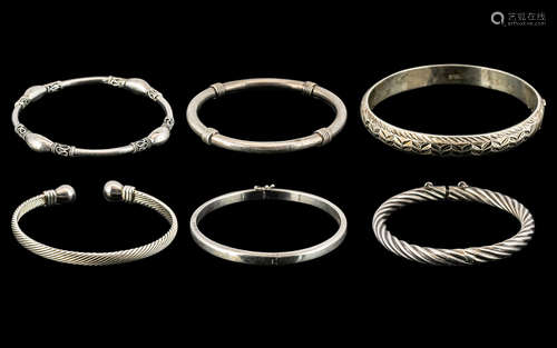 Excellent Collection of Assorted Sterling Silver Bangles ( 6...