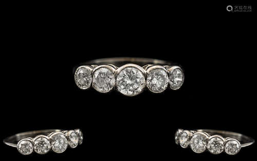 Platinum Excellent Quality and Attractive 5 Stone Diamond Ri...