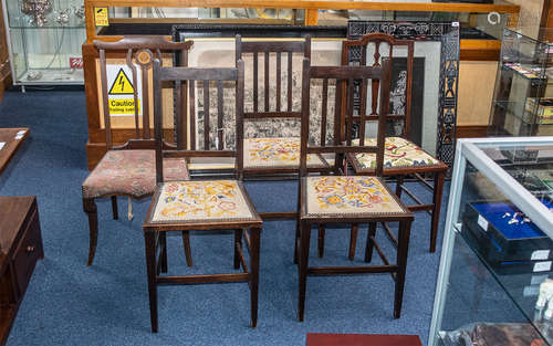 A Harlequin Set of Five Edwardian Mahogany Bedroom Chairs, w...