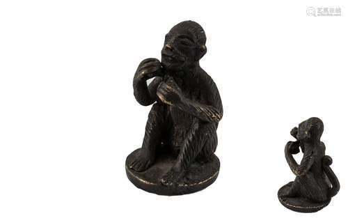 Small Bronze Monkey. Bronze Monkey In Sitting Position. Good...