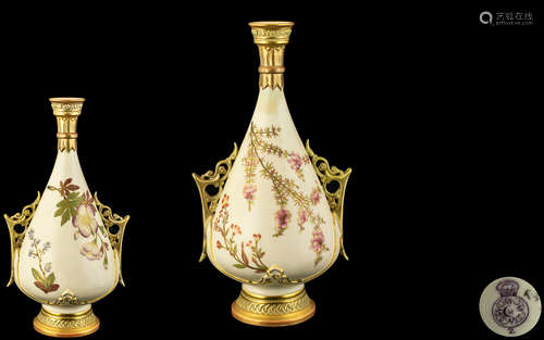 Royal Worcester Hand Decorated Blush Ivory Twin Handle Persi...