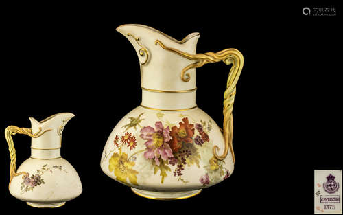 Royal Worcester Hand Decorated Blush Ivory Stylised Jug - Ew...