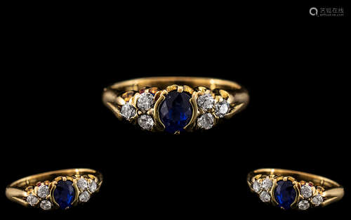 Antique Period - Exquisite 18ct Gold Diamond and Sapphire Se...