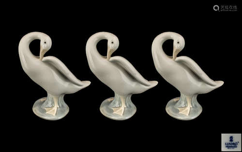 Lladro - Hand Painted Porcelain Bird Figures ( 3 ) In Total....