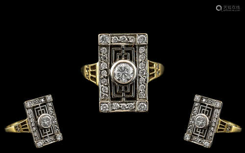 Art Deco Period - Attractive 18ct Yellow Gold and Platinum D...