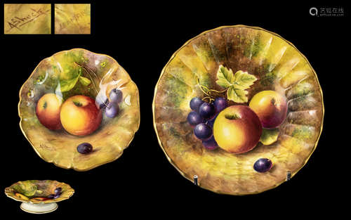 Royal Worcester Hand Painted Pair of Fruits - Signed. Small ...