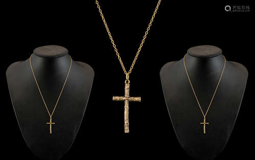 A 9ct Gold Cross Attached to a 9ct Gold Chain. Both Marked f...