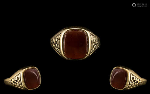 Antique Period - Gents 9ct Gold Bloodstone Set Dress Ring, O...