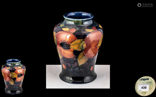 William Moorcroft Signed Small Shaped Vase ' Pomegranates ' ...