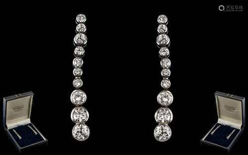 Edwardian Period Stunning 18ct White Gold Diamond Set Pair o...