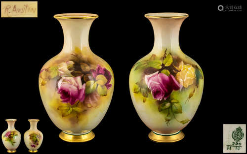 Royal Worcester Superb Matched Pair of Signed and Hand Paint...