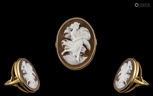 Antique Period - Large and Impressive Oval Shaped Cameo Ring...