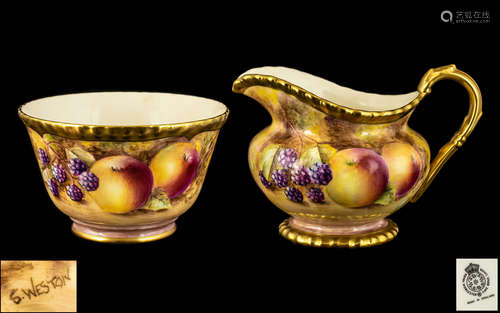 Royal Worcester - Fine Quality Pair of Hand Painted and Sign...