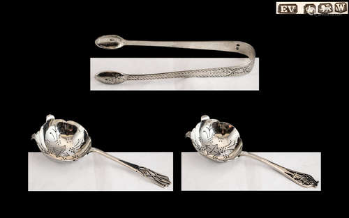 George VI - Pair of Sterling Silver Ornate Tea Strainers by ...