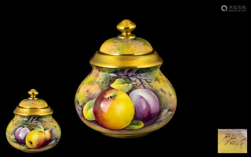 Royal Worcester Ex-Artist Signed and Hand Painted Lidded Pre...